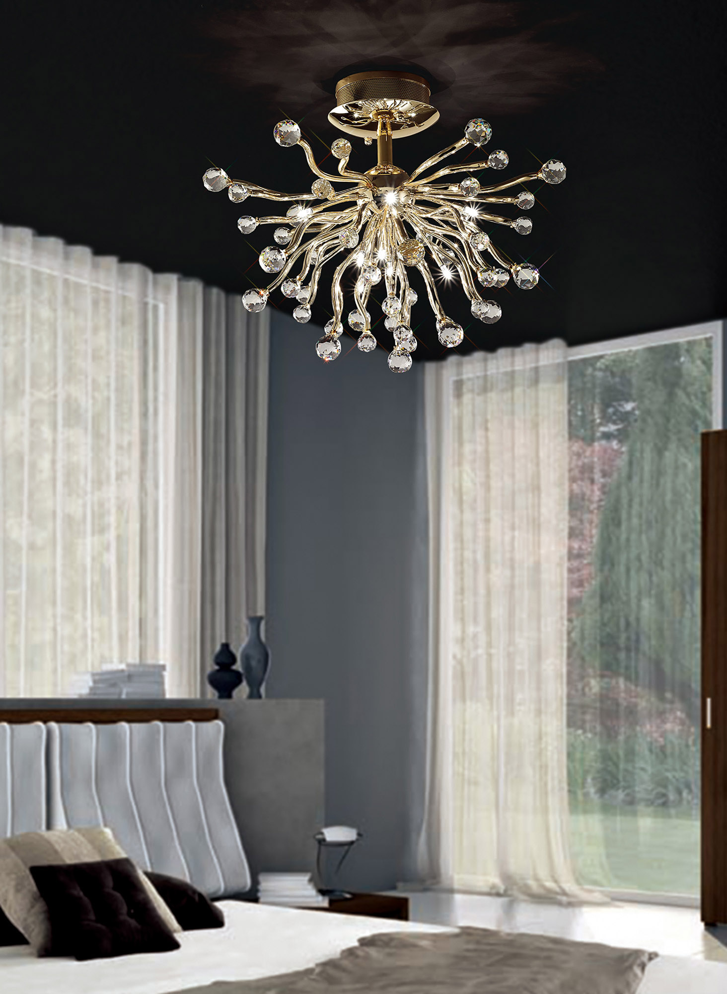 Tizio Crystal Ceiling Lights Diyas Flush Crystal Fittings Tizio Crystal Ceiling Lights Diyas Flush Crystal Fittings